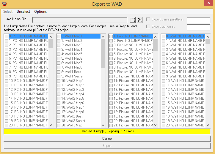 WDC - export to UWMF - 2