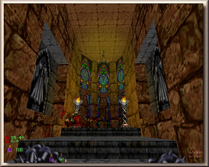 And here is Hexen, incredibly well rendered. Yes, Hexen was also using a Doom palette :-(